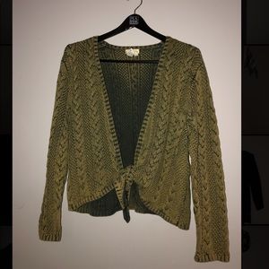 Green; heavy cardigan